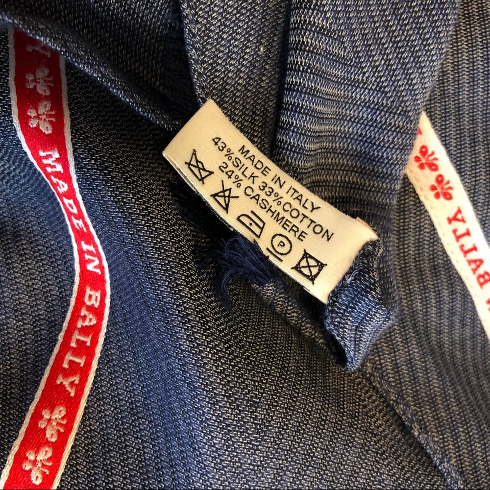 NEW Made in Bally silk cotton cashmere blue scarf